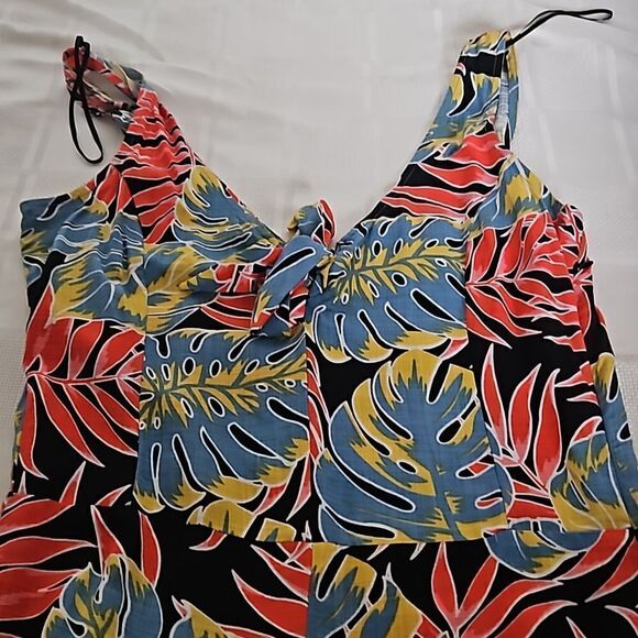 OXXO Women's Tropical Bell- Bottoms Jumpsuit Size Small Red/Blue - Picture 15 of 16